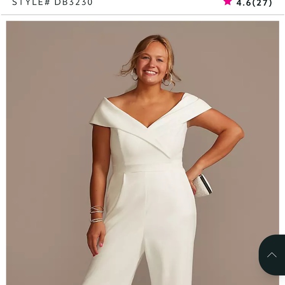 David's Bridal Cream Wide Leg Jumpsuit - Picture 3 of 9